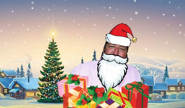 Chris French as Santa in a winter scene